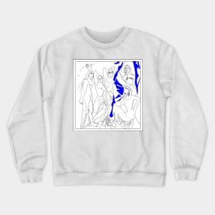 Les Demoiselles d'Avignon Line Art 2 inspired by the original painting Crewneck Sweatshirt